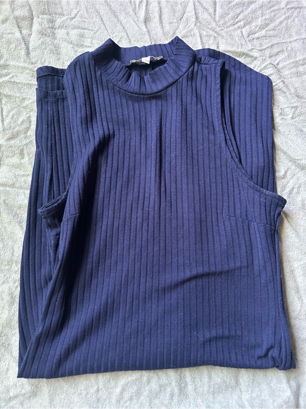 Charlotte Russe Navy Ribbed Mock Neck Tank